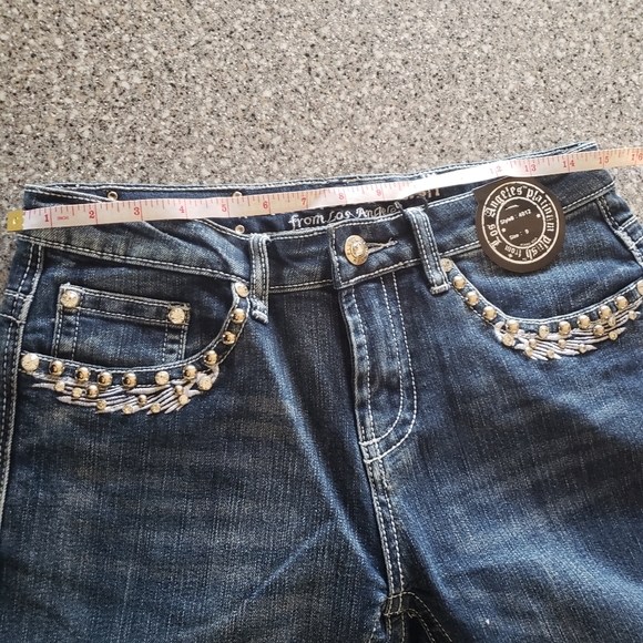 Motorcycle Wing Boot Leg Jeans w/Rhinestone Detail - Picture 7 of 8